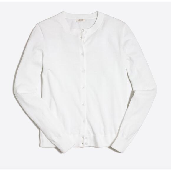 J.Crew Classic Cotton Cardigan Sweater Preppy Minimalist Crewneck White XL NWT - Picture 4 of 11